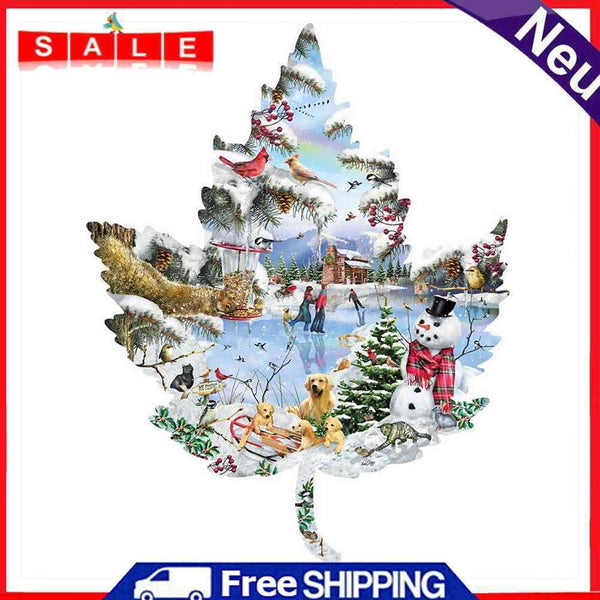 Winter Maple Leaf Frameless Picture Oil Paint By Numbers Hand Painted Picture