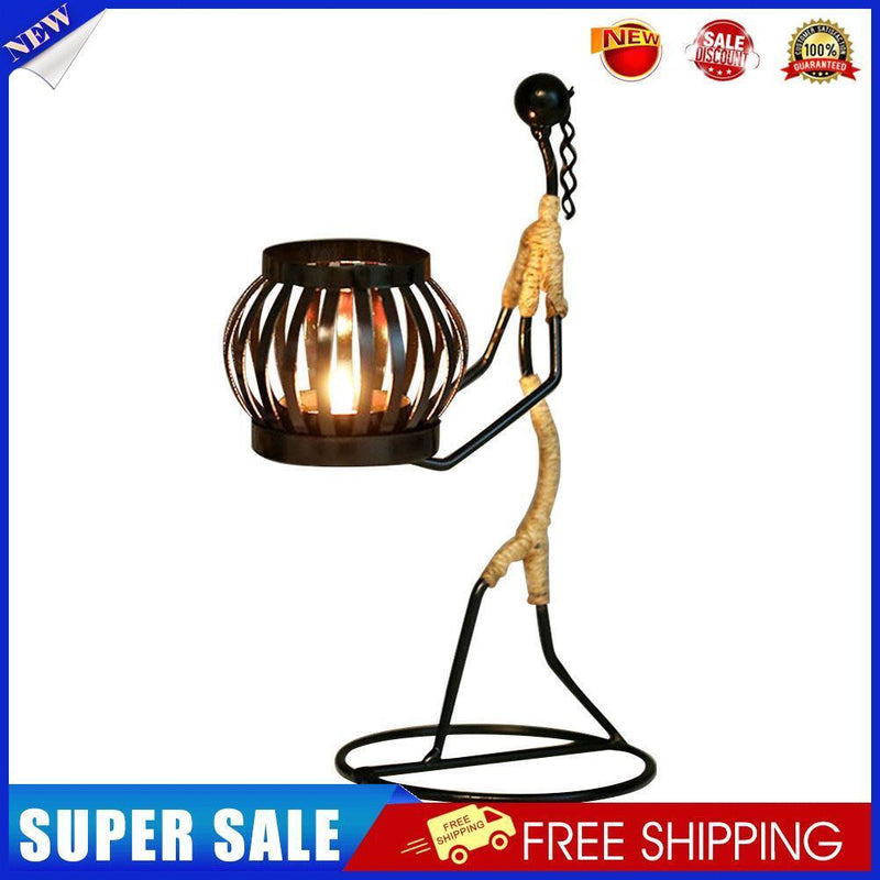 Nordic Mental Candlestick Abstract Character Statue Candle Holder Decor (H)