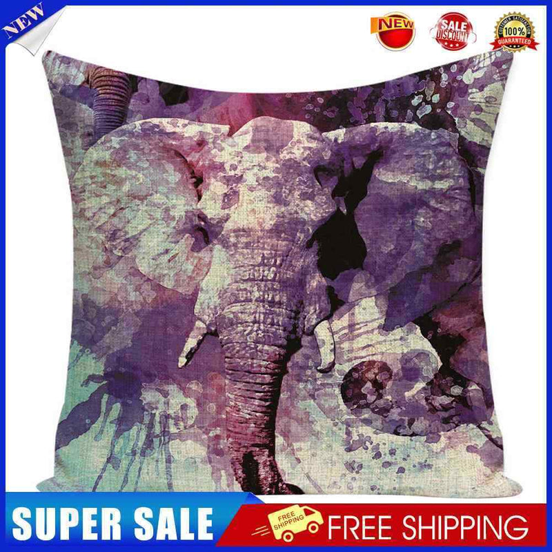 Elephant Printed Linen Pillowcase Soft Sweat-Absorbing Sofa Bed Cushions Covers
