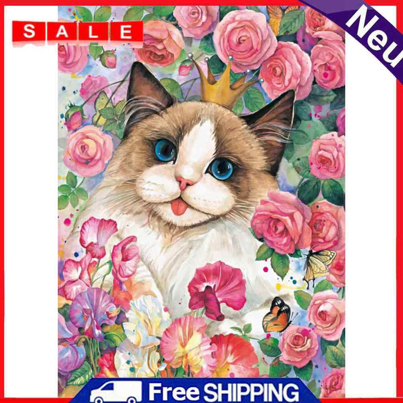 40x56cm Cross Stitch Full Embroidery Kit Cat Animal Stamped Home Art Decoration