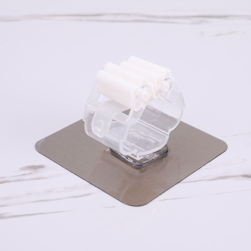 Adhesive Hooks Kitchen Bathroom Wall Mop Hanger Broom Holder Rack (White) Newly