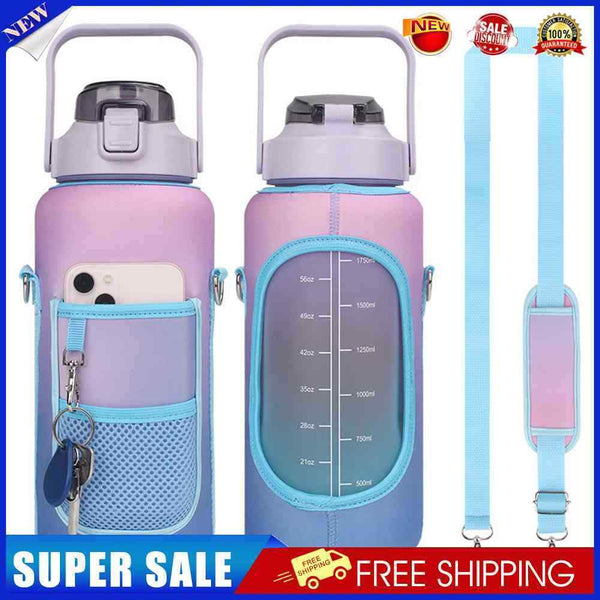 #A 2L Water Bottle Handheld Neoprene Kettle Anti-scalding Drinkware with Straps