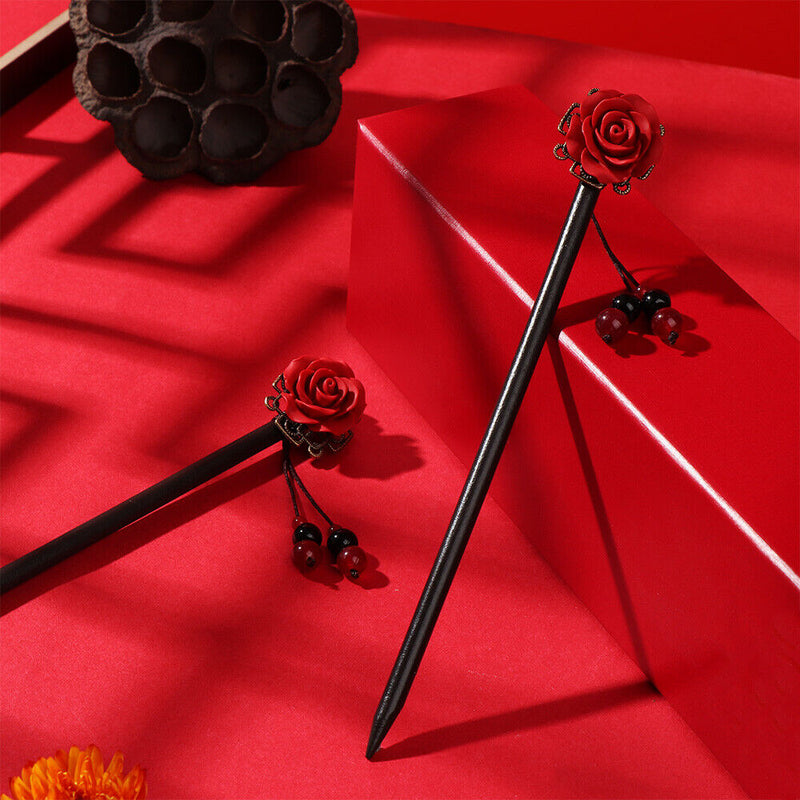 2PCS Girl Hairpins Styling Wooden Hair Pins Chopsticks Hair Stick Chinese