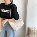 Women Straw Woven Lace Shoulder Shopping Bag Casual Ladies Vacation Tote Handbag