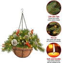 DIY Pre-Lit Artificial Christmas Hanging Basket Garden Patio Lawn Decorations`