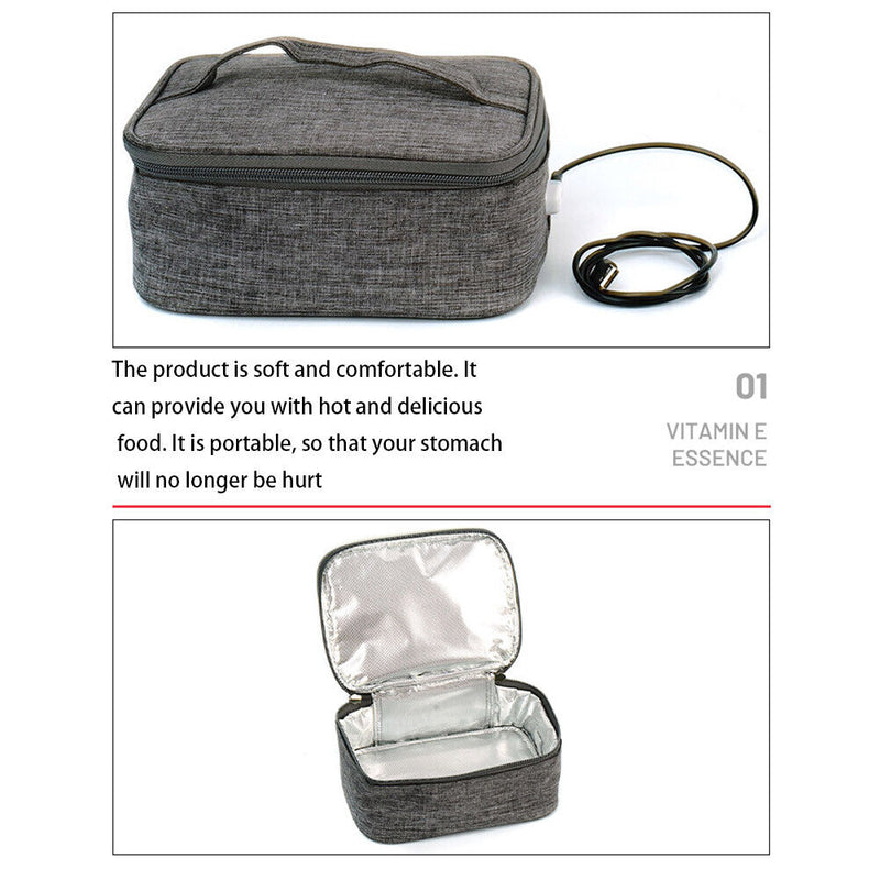 USB Heating Lunch Box Insulation Bag Food Container for Outdoor Picnic Offi