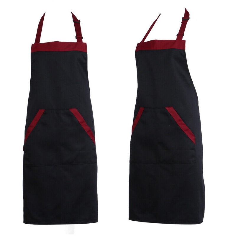 Unisex Halterneck Apron with 2 Pockets Chef Waiter Kitchen Cook Black  Tool