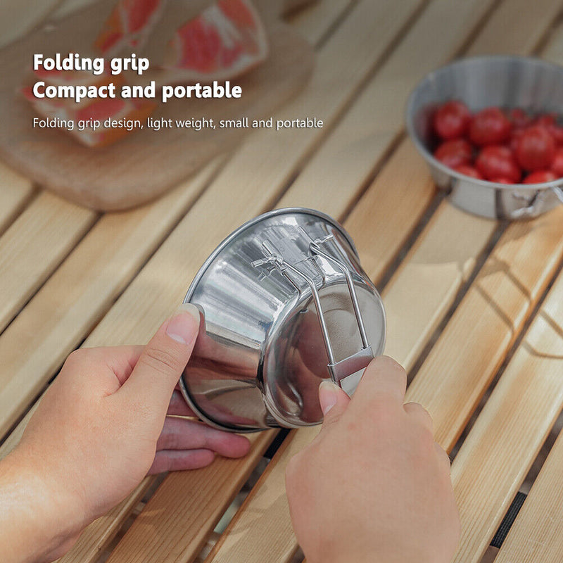 Foldable Portable Cups Outdoor Camping Travel Stainless Steel Picnic BBQ Mugs