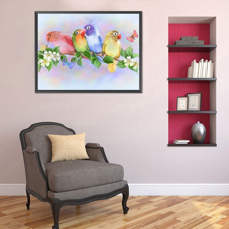 Colorful Parrot Oil Paint By Numbers Kits Canvas Picture Wall Art DIY Craft