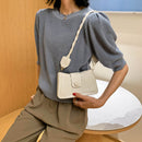 Pure PU Shoulder Bag Women Stone Pattern Weave Strap Square Flap Messenger Pouch