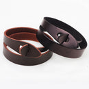 Unisex European Twine Leather Bracelet Braided Bangle Wristband (Brown)
