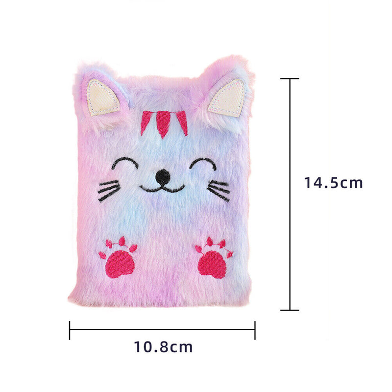Cartoon Cat Plush Notebook Fluffy Daily Planner Journal Book (Purple) Newly