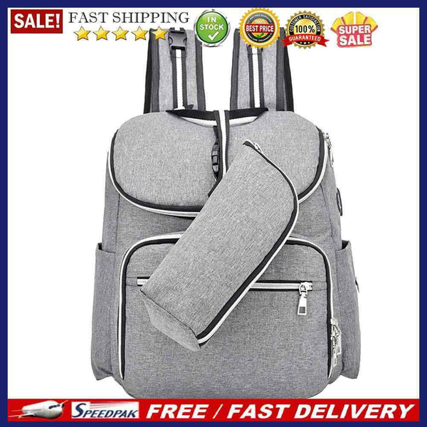 Baby Diaper Bag Backpack Waterproof Mummy Outdoor Large Capacity Bag (Grey)