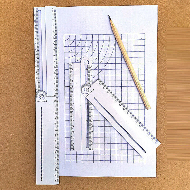 Portable Folding Geometric Drawing Ruler Math Measuring Tool for School Office