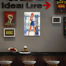 Metal Plaque Tin Sign Sexy Supermarket Lady Tin Plate Wall Poster Decor