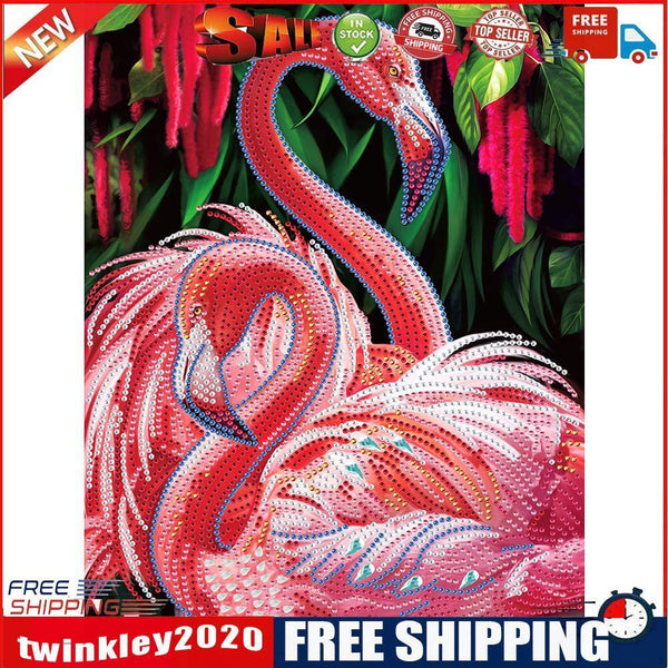 5D Diamond Painting Kit Flamingo Partial Special Shape Drill DIY Animal Art