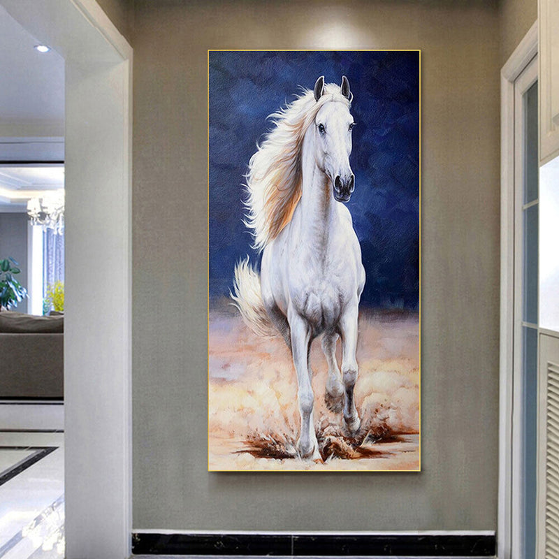 White Horse Oil Paint By Numbers Kits DIY Handpainted on Canvas Wall Art