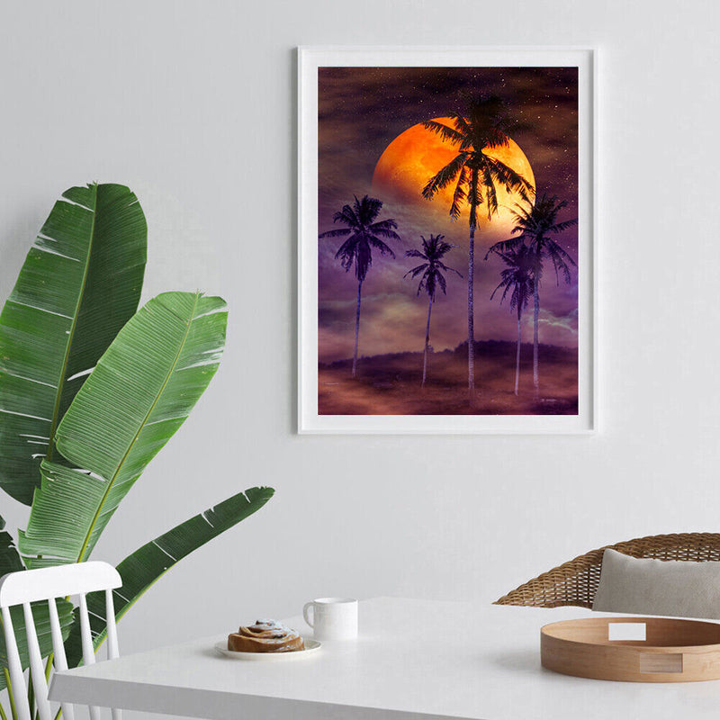 Mosaic 5D Diamond Full Painting DIY Drill Moonlight Sand Beach Round Kit Newly