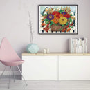 Diamond Drawing Colorful Daisy Flower Bouquet, Specially Shaped Partial Drilling