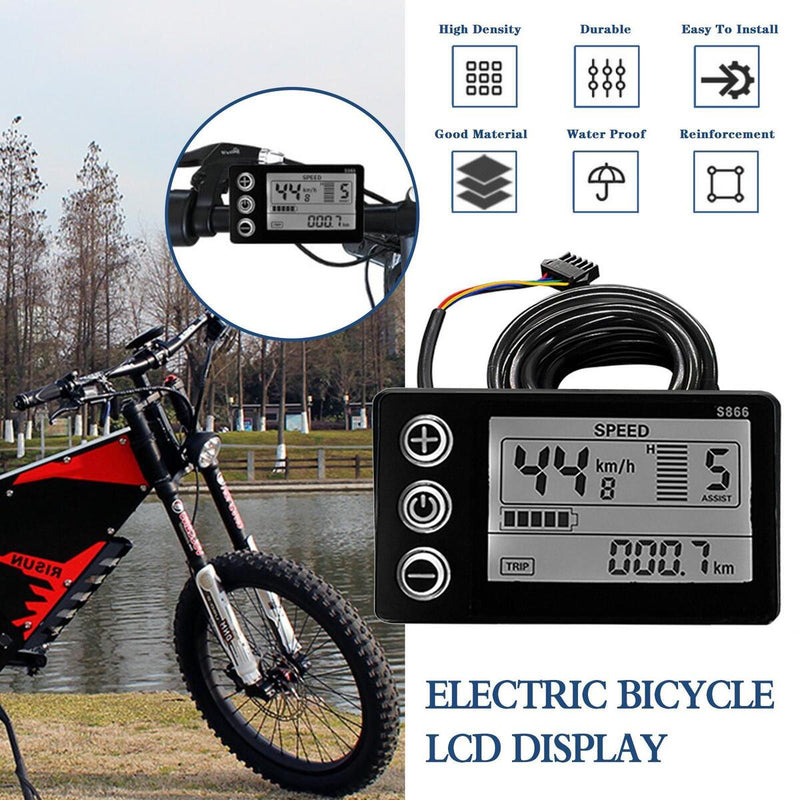 Electric Bike S866 24/36/48V Plug LCDDisplay For E-bike Scooter Part Waterproof
