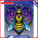 5D DIY Full Round Drill Diamond Painting Purple Caring Bee Drawing