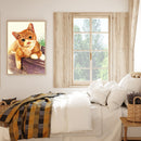 Handmade DIY Full Round Drill Diamond Painting 5D Yellow Cat Kit Poster