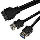 For PC Case Chassis Dual USB 3.0 Cable 20 Pin Converter Adapter w/ Fixed Foot