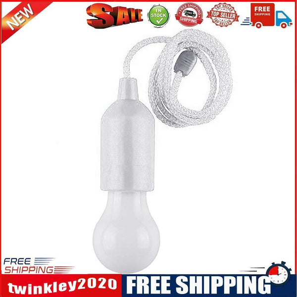 LED Hanging Light Bulb Battery Powered Colorful Pull Cord Bulbs (White)