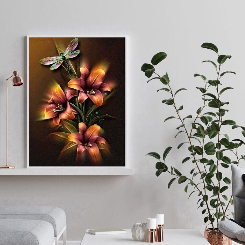 DIY Flower Cross Stitch 5D Full Square Drill Diamond Painting Craft Home Deco