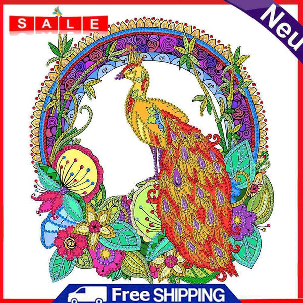 Mosaic Part Drill Special Shaped DIY Flower Peafowl Picture 5D Diamond Painting