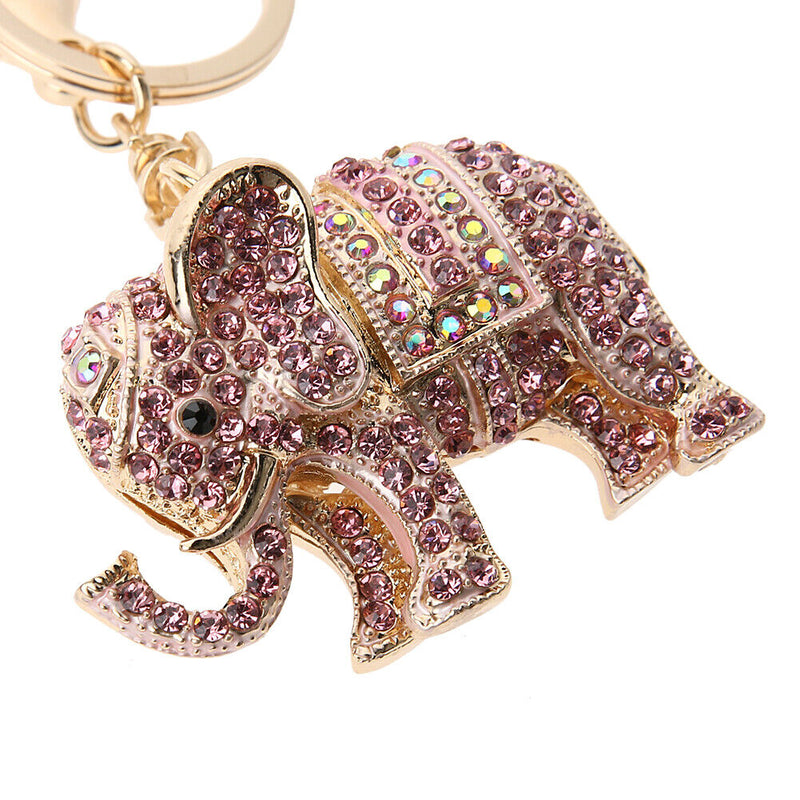 Women's Elephant, Inserted Colors, Cast Rose Keychain