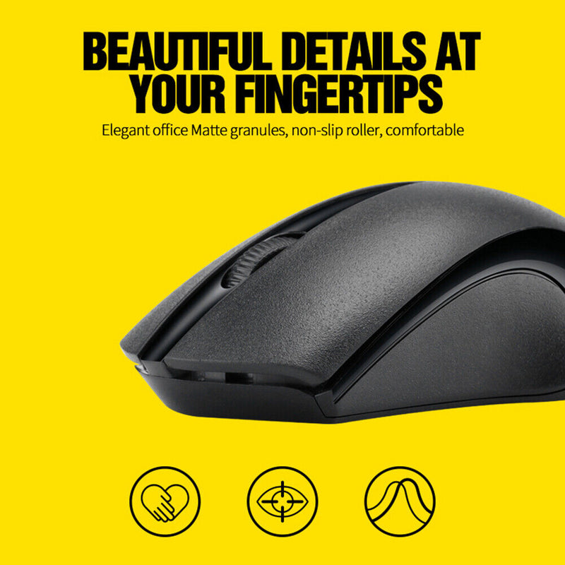 Q2 1200dpi USB Silent Mouse Computer PC 2.4G Wireless Mute Mice (Black)