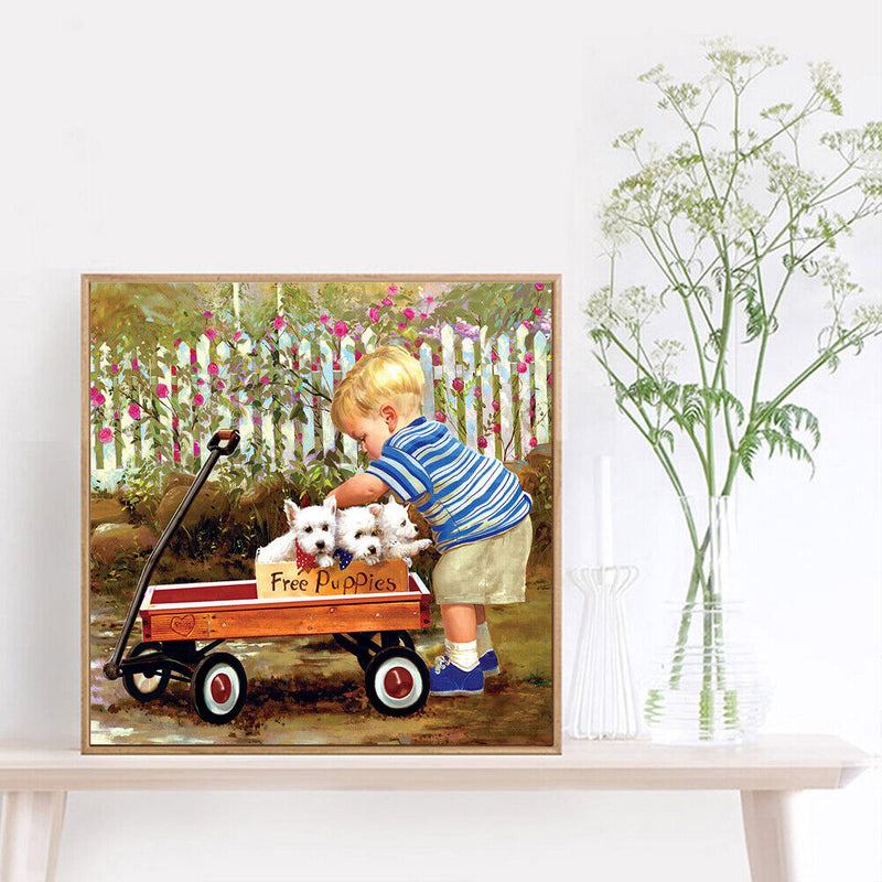 Full Round Drill Diamond Painting Little Boy Car 5D DIY Handmade Mosaic Crafts
