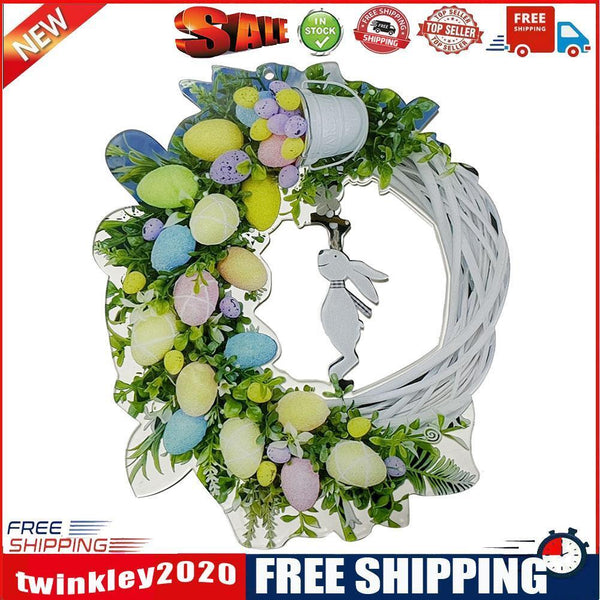 Easter Rabbit Wreath Door Acrylic Bunny Garland Home Decoration (D)