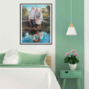 5D Rhinestone Pictures DIY Couple By River Full Round Drill Diamond Painting Kit