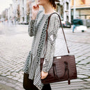 3pcs/Set Fashion Crocodile Pattern PU Leather Women Shoulder Handbag Purse Tote