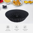 Silicone Air Fryer Liner Food Grade Non-Stick Fryer Basket Oil Mat (Black)