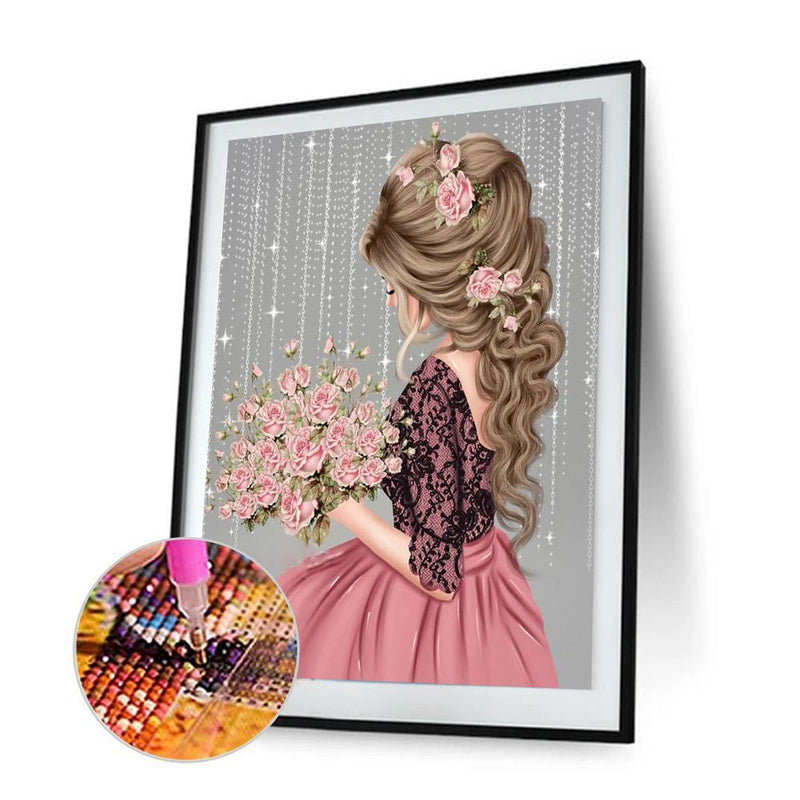 2pcs Diamond Painting Kit girl Full Round Rhinestone Wall