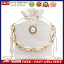 Fashion Women Drawstring Bucket Bag Alligator PU Chain Casual Crossbody Handbag