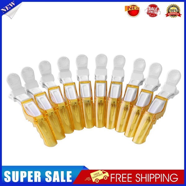 10pcs Plastic Salon Hair Clip Set Hairdressing Crocodile Hair Grip (Yellow)