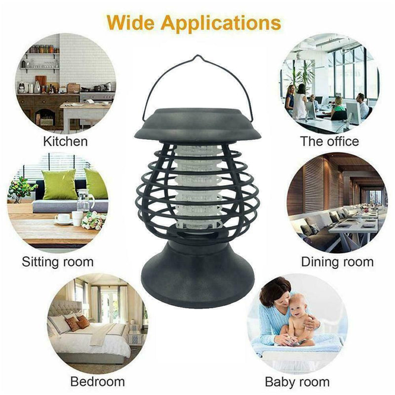Solar Powered LED Mosquito Fly Bug Insect Zapper Killer Lamp Light Outdoor D3B1