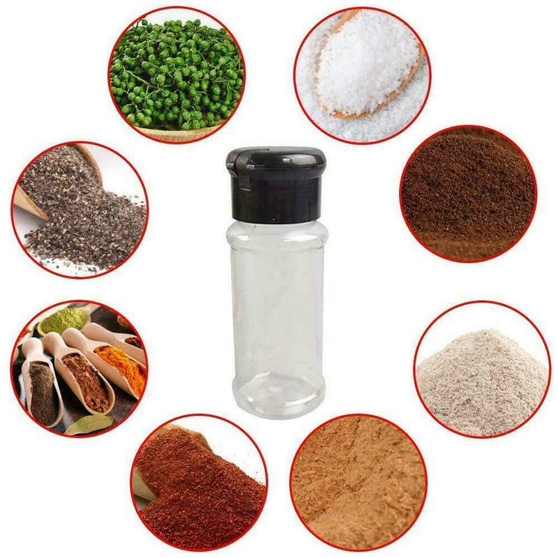 Spice Jars Clear Plastic Storage Container Screw Top Pots Lids Food D8U0