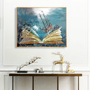 Ship in Book Oil Paint By Numbers Kit DIY Acrylic Painting on Canvas Framel