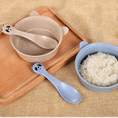Plastic Anti-Scald Wheat Straw Baby Feeding Bowl Panda Design Bowl Spoon Set