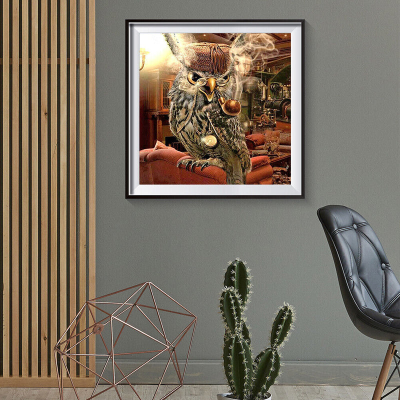 Frameless Owl in Cat Oil Paint By Numbers DIY Handmade Drawing On Canvas Kit