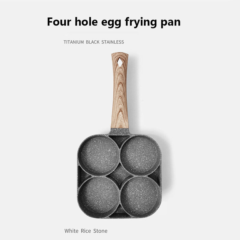 Frying Omelet Pan Non-stick Egg Steak Ham Pancake Breakfast Maker (4 Holes)