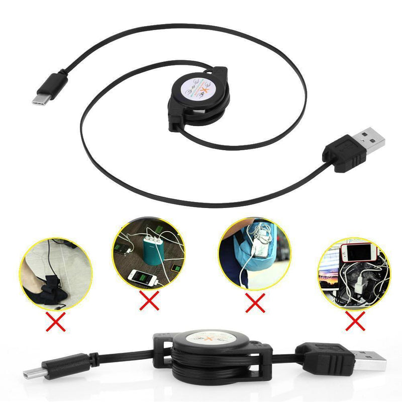 JUNERAIN USB-C-USB3.1 Retractable Cable for Data Sync, Charging Cable, 5