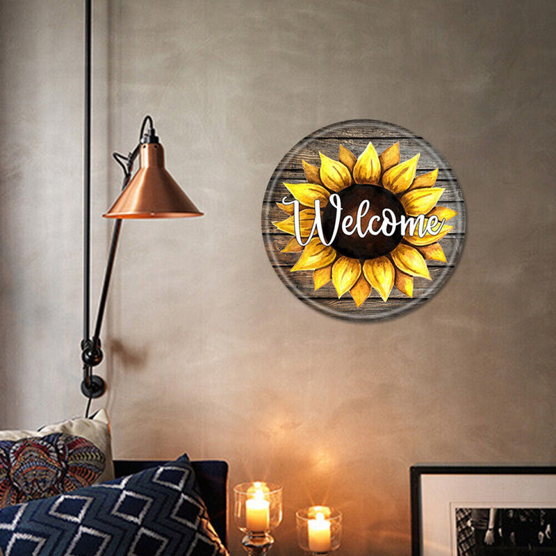 Retro Poster Sunflower Tin Sign Painting Plate Wall Art Decor for Cafe Bar Home