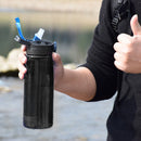 Large Capacity Water Kettle 650ml Outdoor Gym Filter Shaker Bottle (Black) Newly