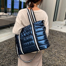 Women Nylon Padded Quilted Handbag Winter Warm Tote Bag Large Capacity Handbag